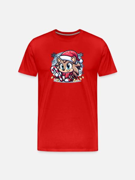 Hérisson Noël - T-shirt bio Premium Homme - rouge