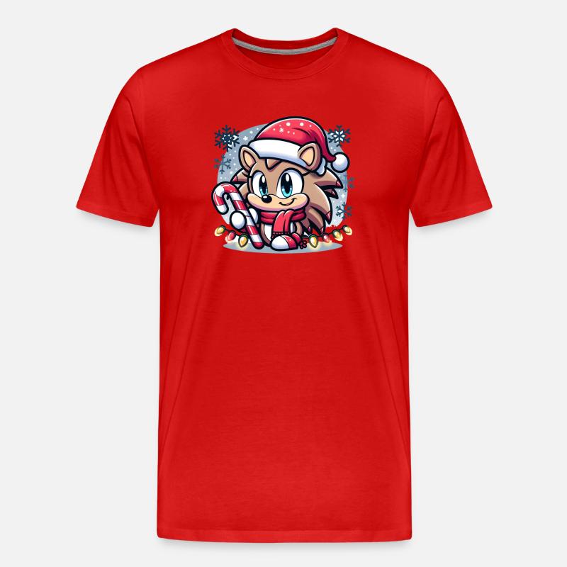 Igel-Weihnachten - Männer Premium Bio T-Shirt - Rot