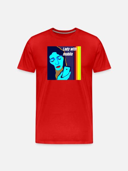 Madonna with mobile phone - Men's Premium Organic T-Shirt - red