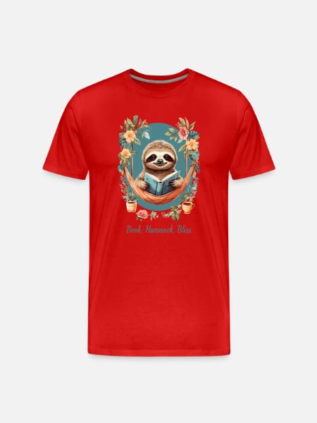Book, Hammock, Bliss - Men's Premium Organic T-Shirt - red