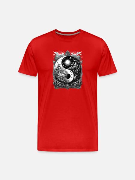 YinYang Moon Landscape Ornament - Men's Premium Organic T-Shirt - red