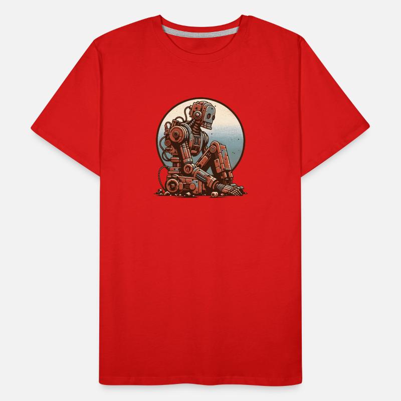 Robot, Romance, Heartbreak, Retro, Sad Men's Premium Organic T-Shirt