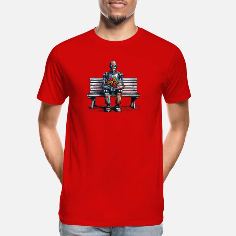 Robot Bench Flowers Robot Love Rusty Art Men's Premium Organic T-Shirt