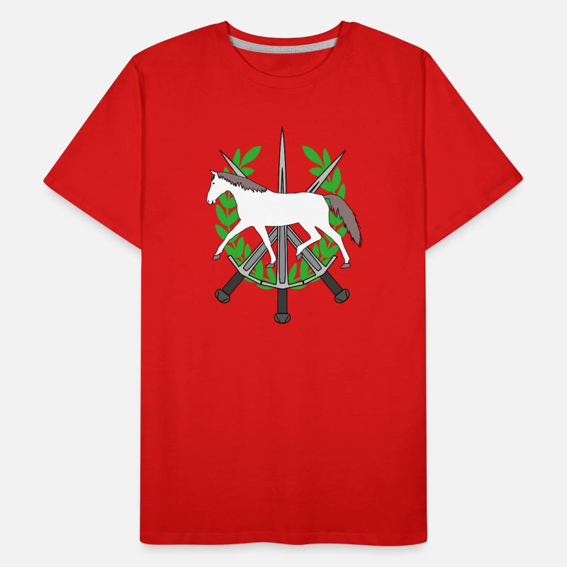 Lorbeerkranz Ritter Schwerter Held Pferd Held Männer Premium Bio T-Shirt