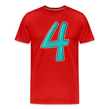 Numéro Quatre Chiffre Numéro Quatrième Quatrième - T-shirt bio Premium Homme - rouge - Devant - Damien (186cm)