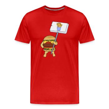 Burger de protestation en faveur des frites - T-shirt bio Premium Homme - rouge - Devant - Damien (186cm)