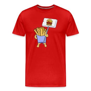 Les frites protestent en faveur des hamburgers - T-shirt bio Premium Homme - rouge - Devant - Damien (186cm)