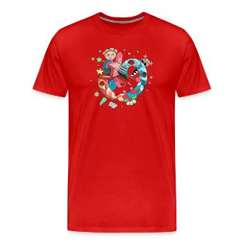 Bunte positive Fantasie Welt- süßes Motiv - Männer Premium Bio T-Shirt - Rot - Vorne - Damien (186cm)