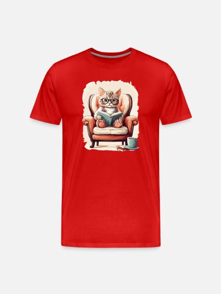 Chat intelligent mignon - T-shirt bio Premium Homme - rouge
