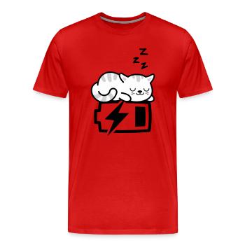 Sleepy Kitty (Couleur Changeante - 3 couleurs) - T-shirt bio Premium Homme - rouge - Devant - Damien (186cm)