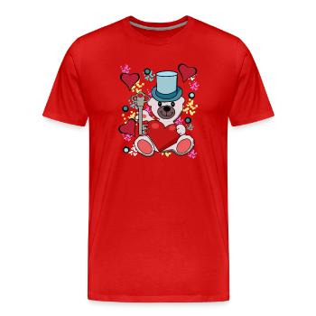Valentinstag Valentin Teddybär Herz Schlüssel Herz - Männer Premium Bio T-Shirt - Rot - Vorne - Damien (186cm)