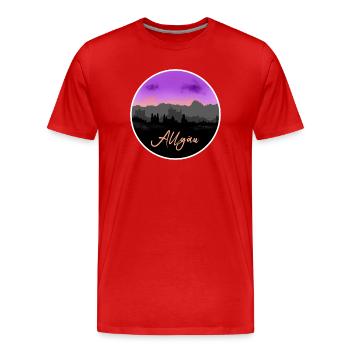 Allgäu Fineline Skyline - Men's Premium Organic T-Shirt - red - Front - Damien (186cm)
