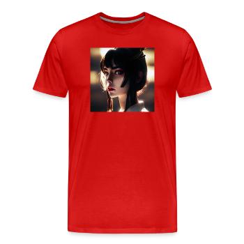 AKEMI Strahlende Schönheit - Männer Premium Bio T-Shirt - Rot - Vorne - Damien (186cm)