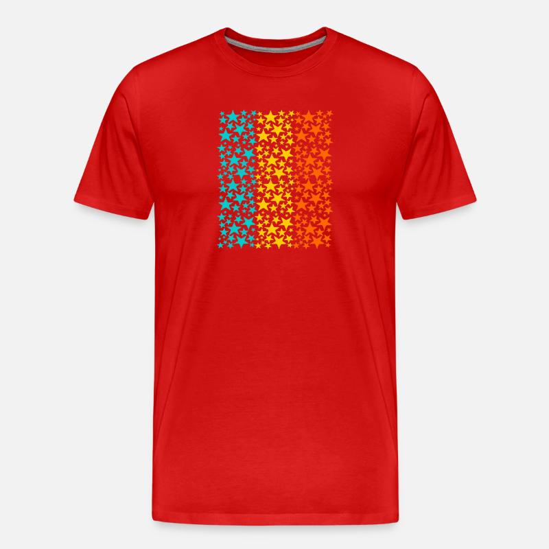 Leuchtende Regenbogensterne Muster - Männer Premium Bio T-Shirt - Rot