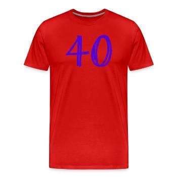 40. 40 ANS. 40e ANNIVERSAIRE. ANNIVERSAIRE 40 ANS. - T-shirt bio Premium Homme - rouge - Devant - Damien (186cm)