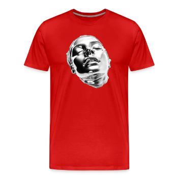 Liquid Chrome Portrait - Men's Premium Organic T-Shirt - red - Front - Damien (186cm)