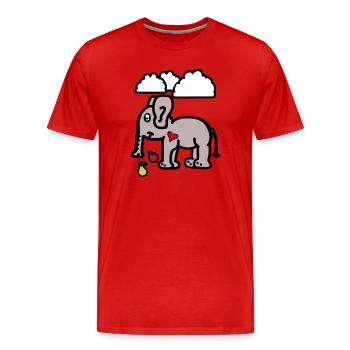Elephant Zoo Animals Fruits Fruit Snacking Kids Baby - Men's Premium Organic T-Shirt - red - Front - Damien (186cm)