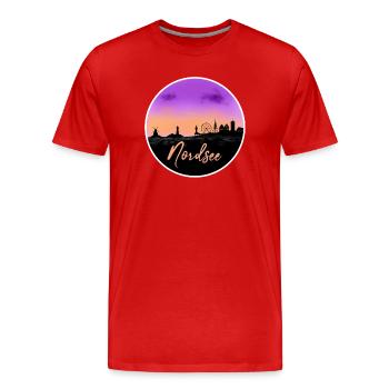 North Sea Fineline Skyline - Men's Premium Organic T-Shirt - red - Front - Damien (186cm)