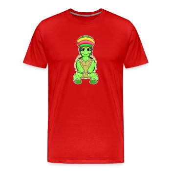 Tortue Rasta - T-shirt bio Premium Homme - rouge - Devant - Damien (186cm)