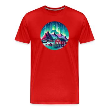 Lofoten Norwegen Nordlichter - Männer Premium Bio T-Shirt - Rot - Vorne - Damien (186cm)