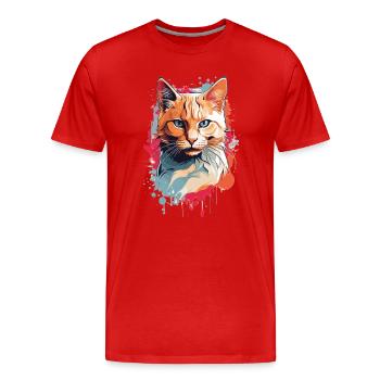 Chat tricolore mignon - T-shirt bio Premium Homme - rouge - Devant - Damien (186cm)
