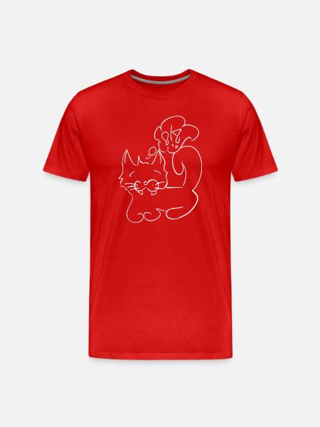 Cat white - Männer Premium Bio T-Shirt - Rot