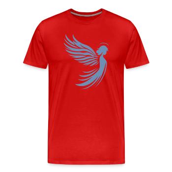 Ein Engel mit Flügel und Heiligenschein Silhouette - Männer Premium Bio T-Shirt - Rot - Vorne - Damien (186cm)