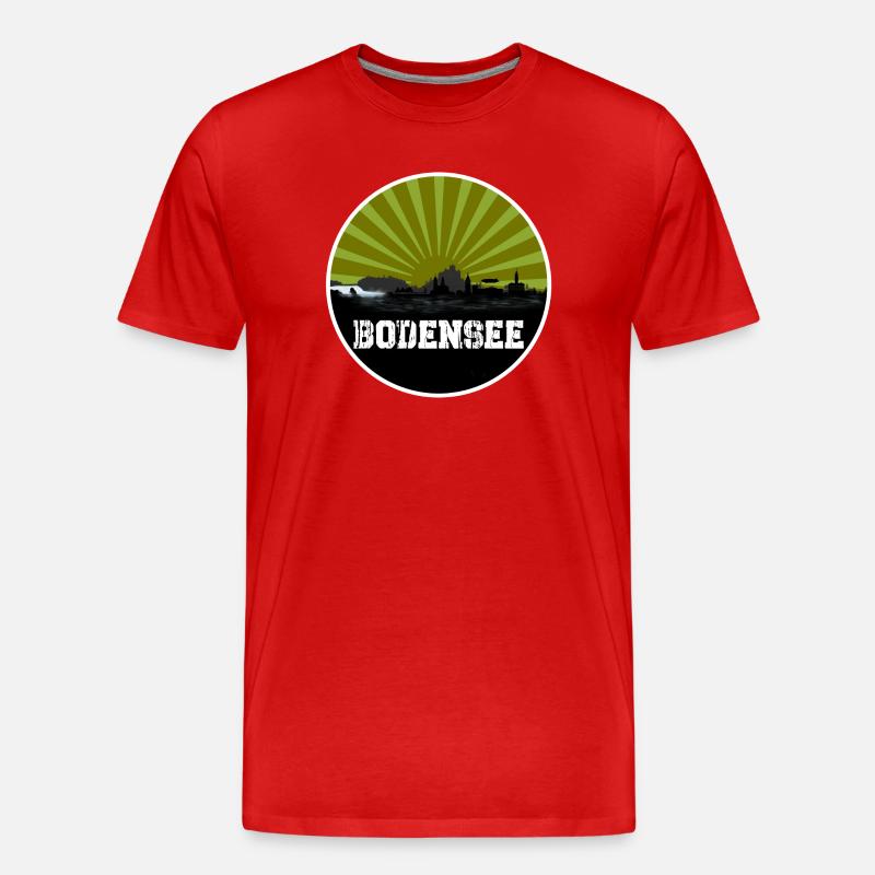 Bodensee Retro Skyline - Männer Premium Bio T-Shirt - Rot