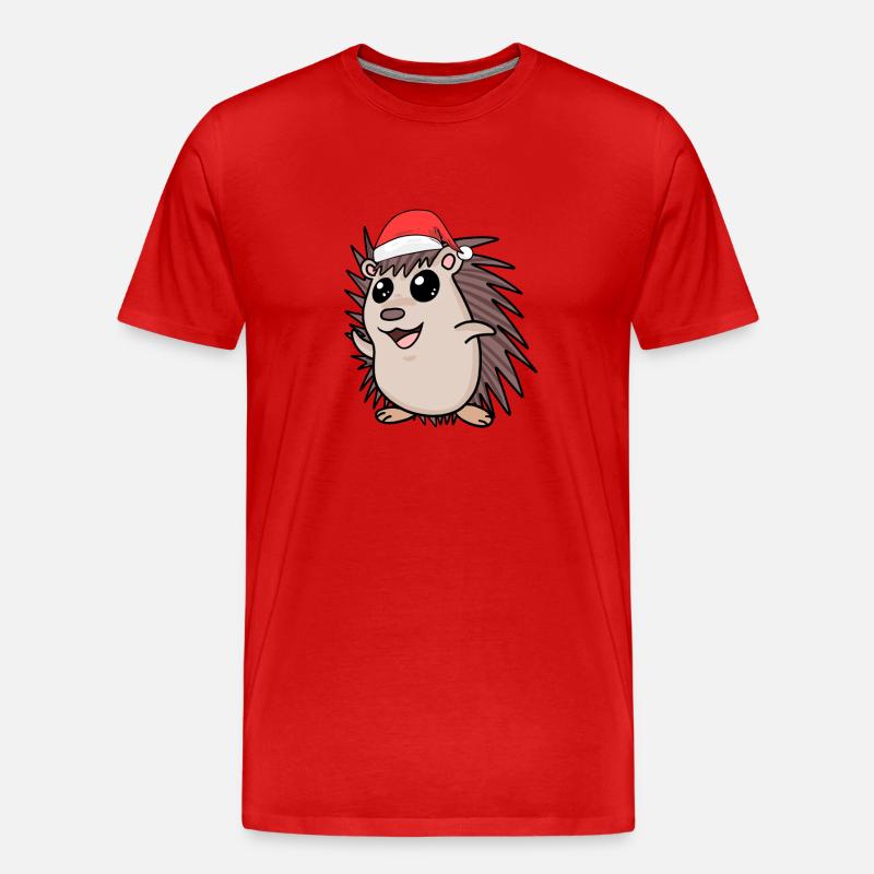 Igel Weihnachten - Männer Premium Bio T-Shirt - Rot