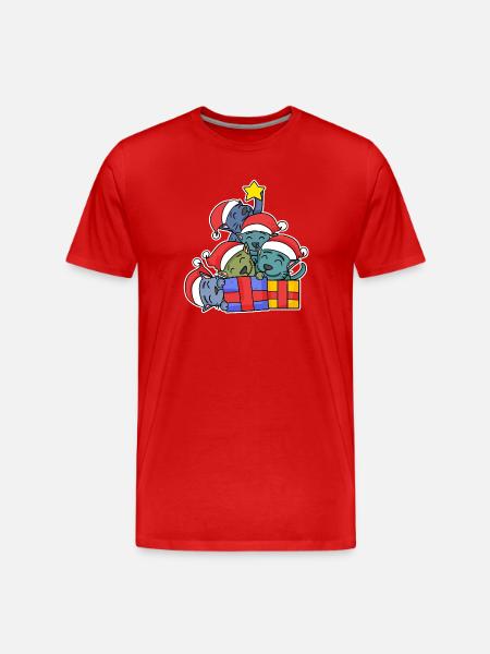 Cat Tree Christmas Christmas Tree - Men's Premium Organic T-Shirt - red