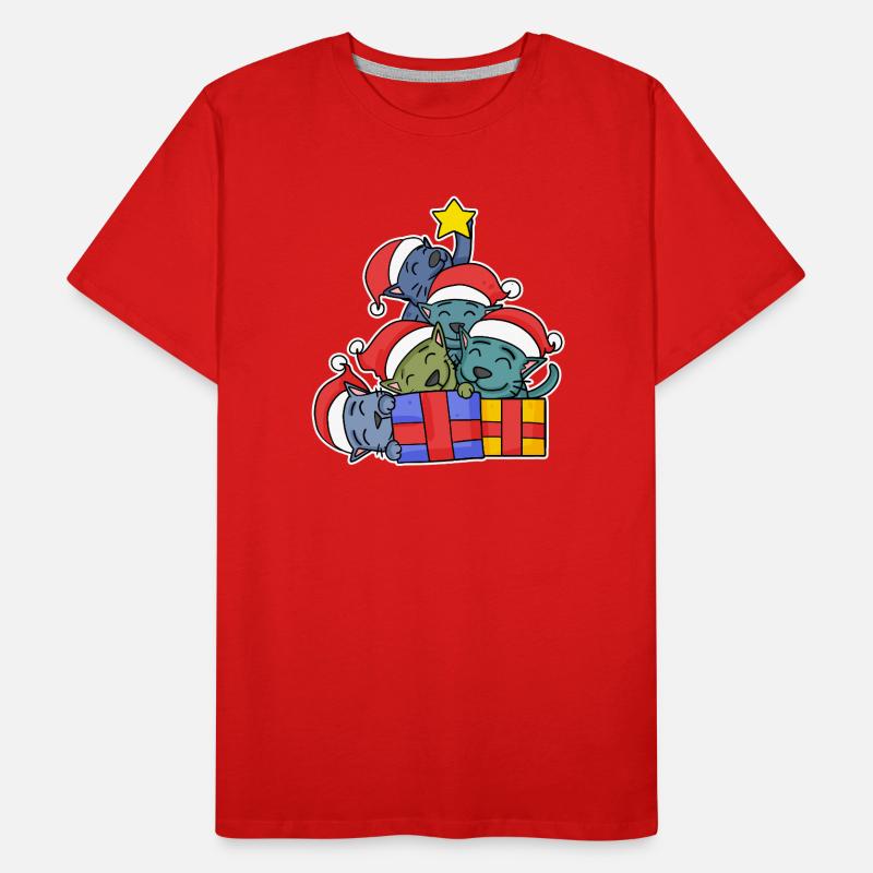Katze Baum Weihnachten Weihnachtsbaum Männer Premium Bio T-Shirt