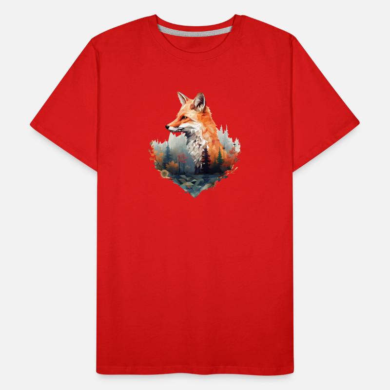 Geometric fox with forest in triangle look Men's Premium Organic T-Shirt