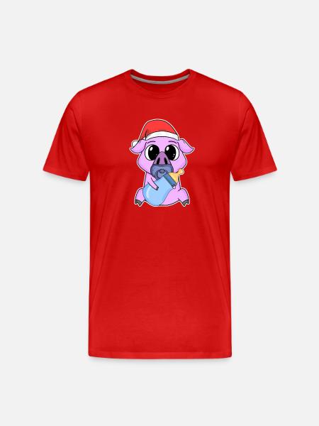Cochon bébé Noël - T-shirt bio Premium Homme - rouge
