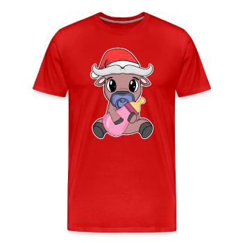 Ox Baby Christmas - Men's Premium Organic T-Shirt - red - Front - Damien (186cm)