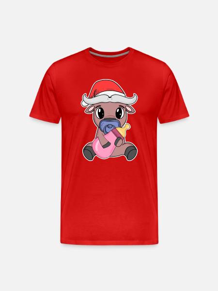 Bœuf bébé Noël - T-shirt bio Premium Homme - rouge