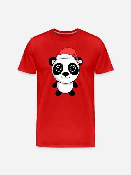 Panda Cuddly Toy Christmas - Men's Premium Organic T-Shirt - red