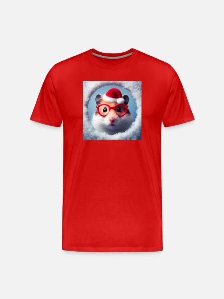 Hamster comme Père Noël - T-shirt bio Premium Homme - rouge