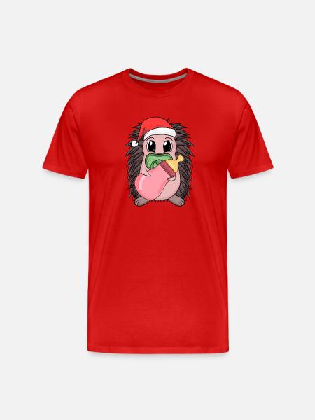 Hérisson bébé Noël - T-shirt bio Premium Homme - rouge