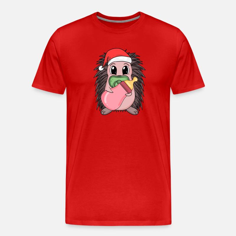 Hérisson bébé Noël - T-shirt bio Premium Homme - rouge