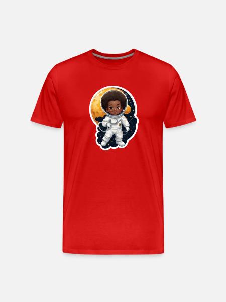 Kinder astronaut mit Mondhintergrund - Männer Premium Bio T-Shirt - Rot