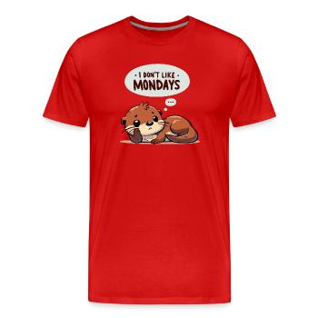 Anti-Montags-Otter | Büro-Humor - Männer Premium Bio T-Shirt - Rot - Vorne - Damien (186cm)