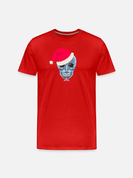 X-ray skull Santa hat, drawing - Men's Premium Organic T-Shirt - red
