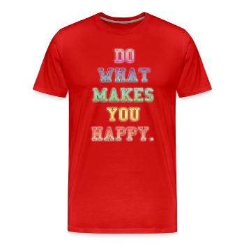 Inspirierende farbenfrohe Glücksbotschaft - Männer Premium Bio T-Shirt - Rot - Vorne - Damien (186cm)