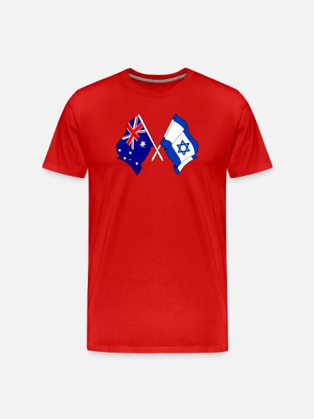 Drapeau de l’Australie et drapeau d’Israël - T-shirt bio Premium Homme - rouge