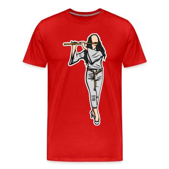 Croquis flûtiste - T-shirt bio Premium Homme - rouge - Devant - Damien (186cm)