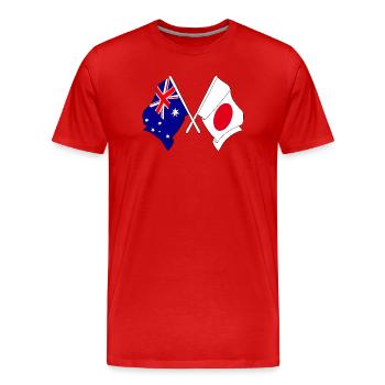 Flagge von Australien und Flagge Japan - Männer Premium Bio T-Shirt - Rot - Vorne - Damien (186cm)
