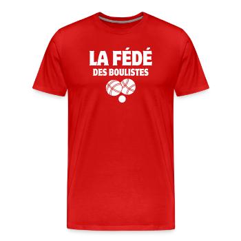 pétanque, fan de pétanque, jouer à la pétanque - T-shirt bio Premium Homme - rouge - Devant - Damien (186cm)
