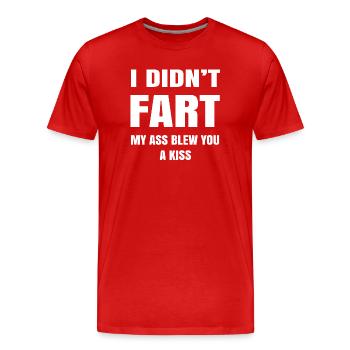 Humour audacieux Insulte Graphic Tee - T-shirt bio Premium Homme - rouge - Devant - Damien (186cm)
