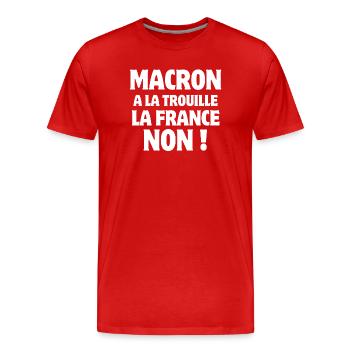Macron, président de la république - T-shirt bio Premium Homme - rouge - Devant - Damien (186cm)