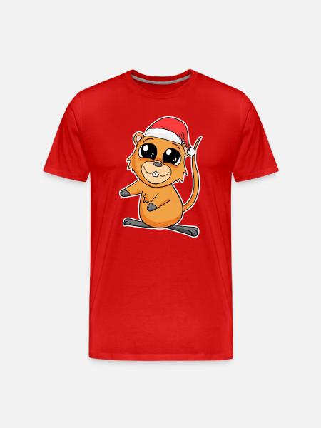 Cochon d’Inde Noël - T-shirt bio Premium Homme - rouge